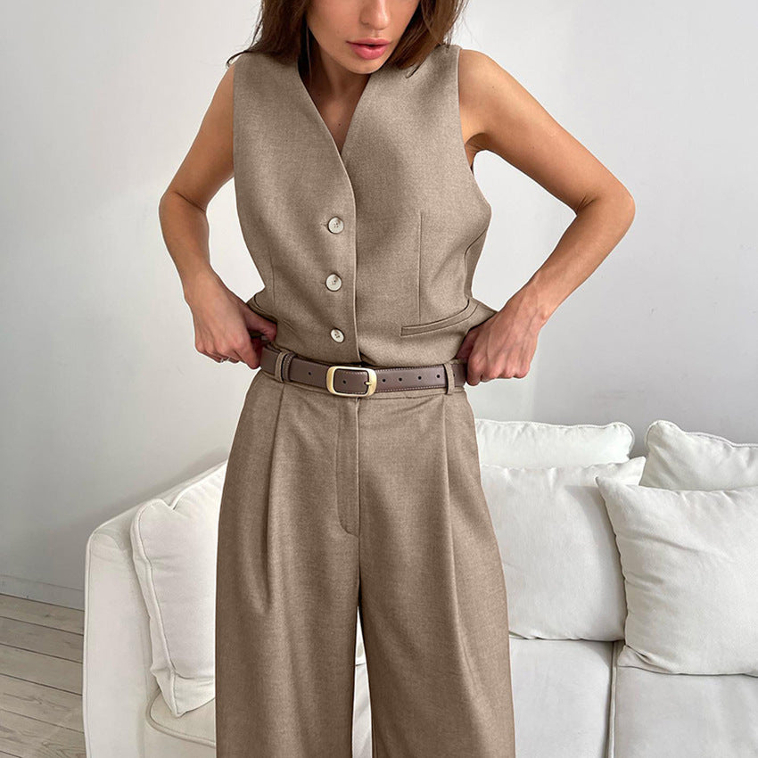 Summer Vest Suit Trousers Set  Style Commuting Women's Simple High-Grade Sense