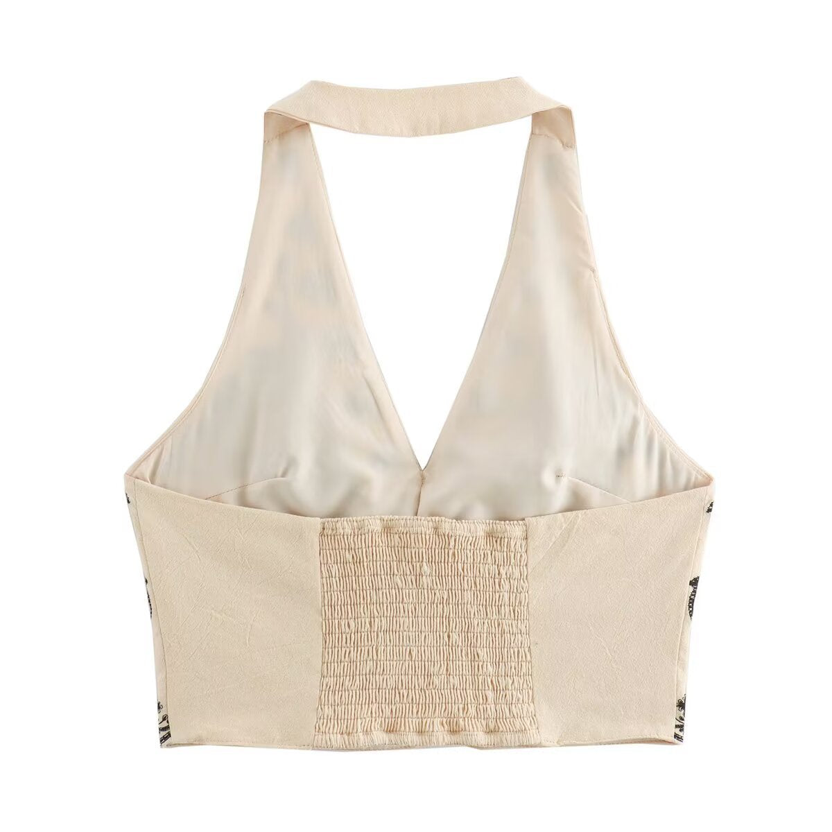 Women's Embroidered Halter Neck Short Top and Mini Skirt Set