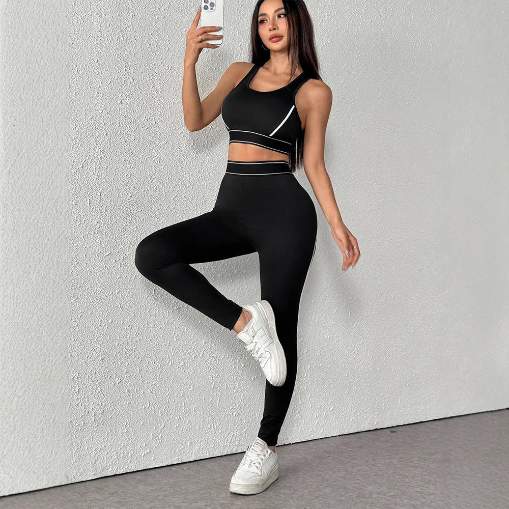Cross-Back Sports Long Pants 2-Piece Set