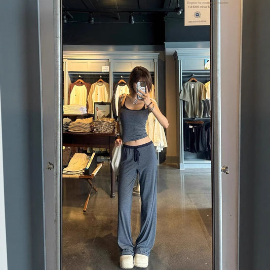 Women's Striped Short Camisole + Long Pants Set