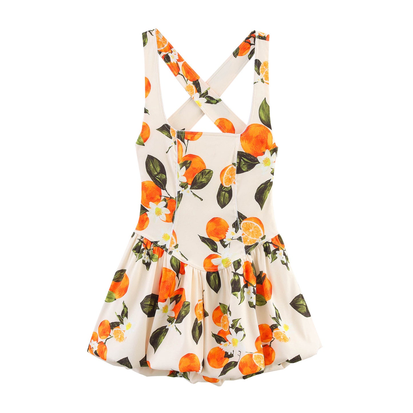 Low neck fruit patterned camisole dress for women