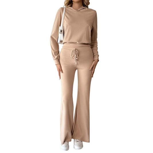 Women's Hooded Sweatshirt and Casual Pants Two-piece Suit for Autumn and Winter