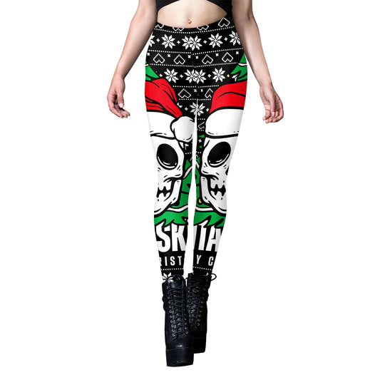 Women's Skull Print Tapered Yoga Leggings