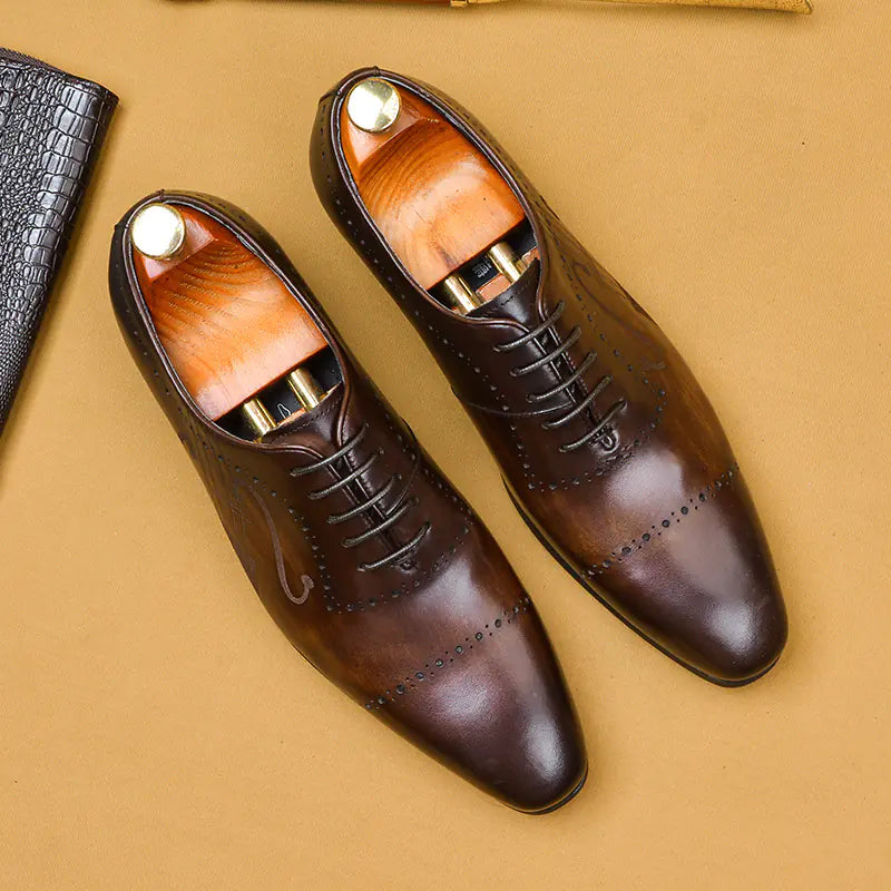 British Brock Men's Leather Oxford Dress Shoes