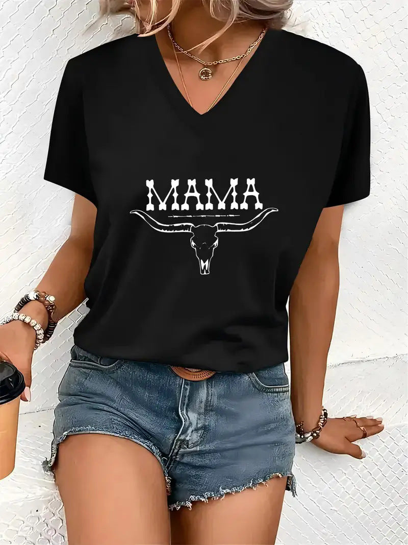V-Neck Women's T-Shirt Round Neck Short Sleeve Gift for  Women