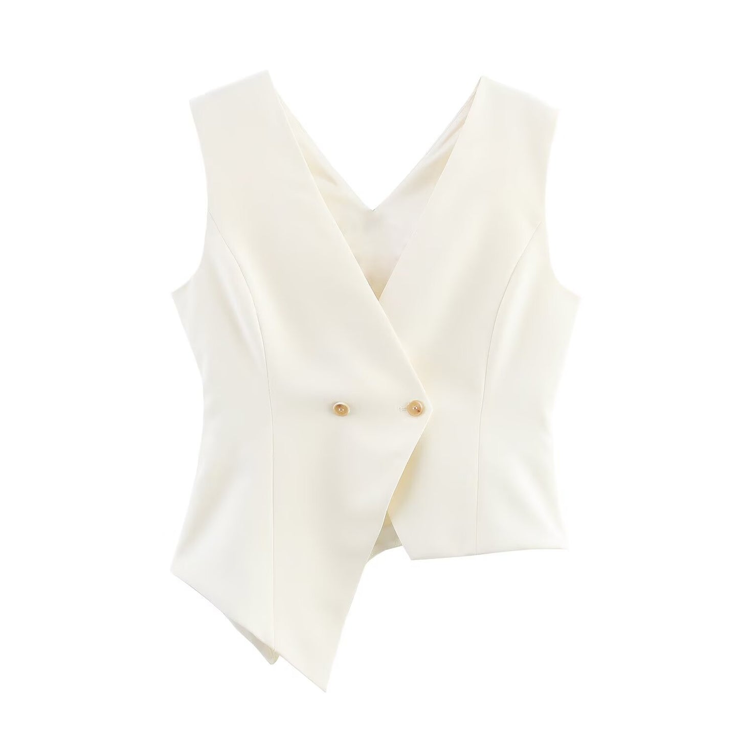 Asymmetric V-neck Sleeveless Crop Top + Low Waist Casual Long Pants