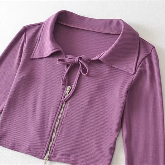 Deep V-neck zipper sports jacket
