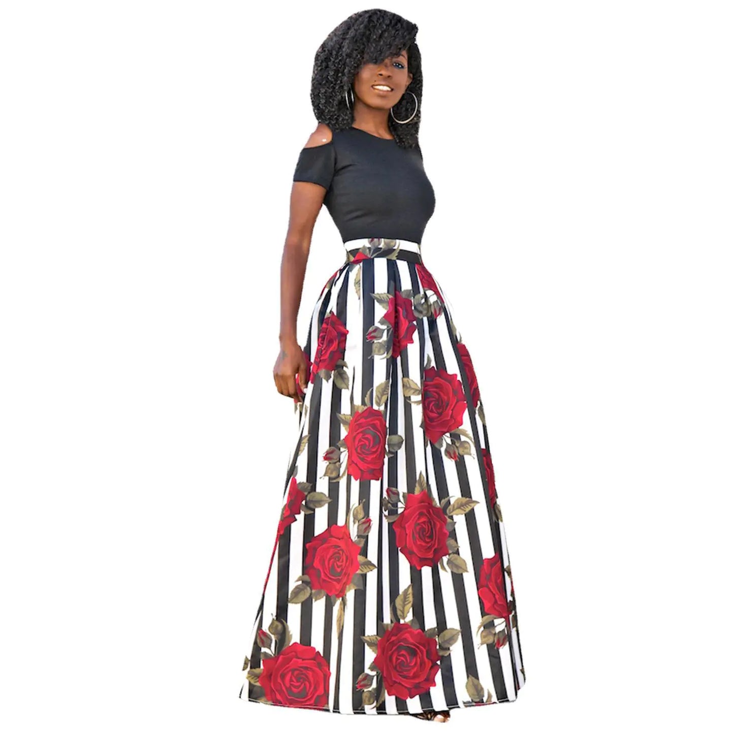 Floral Puff Skirt Two-Piece Set for Women