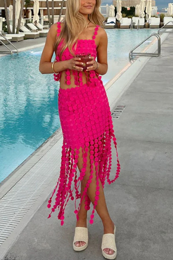 Tassel Strapless Top Set with Loose Skirt for Summer and Spring INS Holiday Style Two-Piece Set