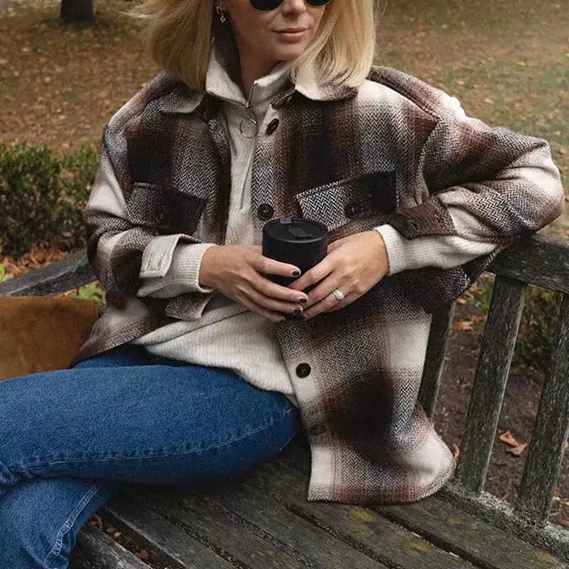 Slim Fit Plaid Shirt Jacket