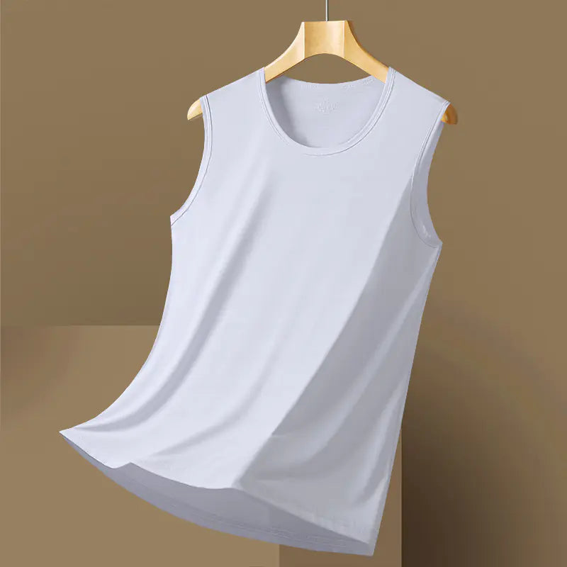 Men's Quick-Dry Sleeveless T-Shirt in Ice Silk Fabric