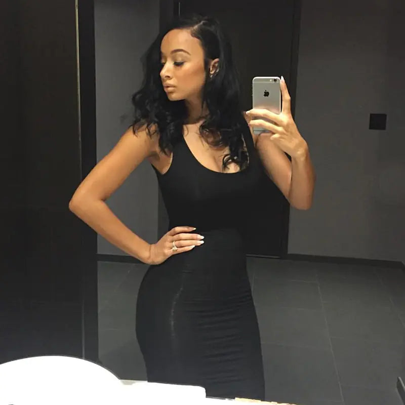 Black Sleeveless Backless Bodycon Nightclub Dress