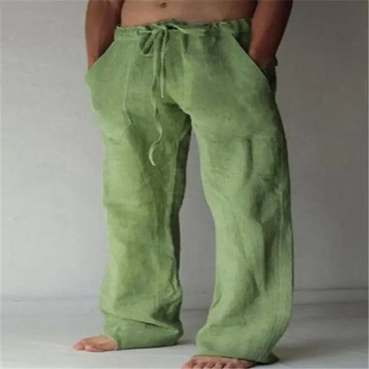 Men's Casual Loose Fit Cotton Linen Drawstring Pants