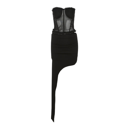 Temperament slim fit versatile top irregular skirt set
