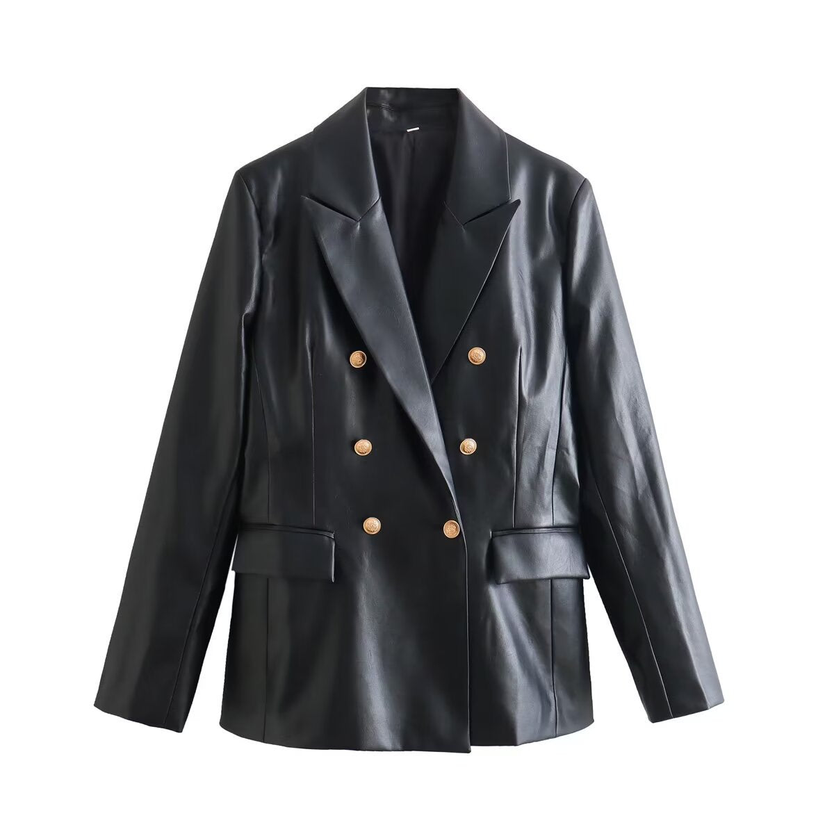 Women's PU Leather Blazer Jacket