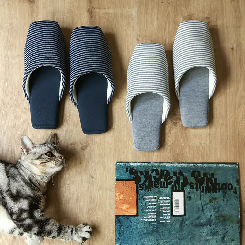 Striped Soft Bottom Slippers for Men and Women