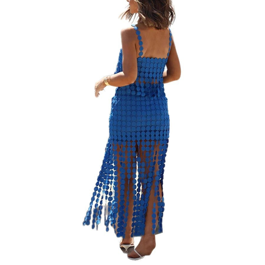Tassel Strapless Top Set with Loose Skirt for Summer and Spring INS Holiday Style Two-Piece Set