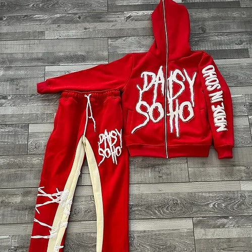 Casual Street Letter Print Full Zip Hoodie Jacket