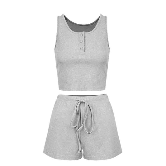 Sleeveless Strap Sexy Camisole with Tie Comfortable Shorts 2-Piece Set