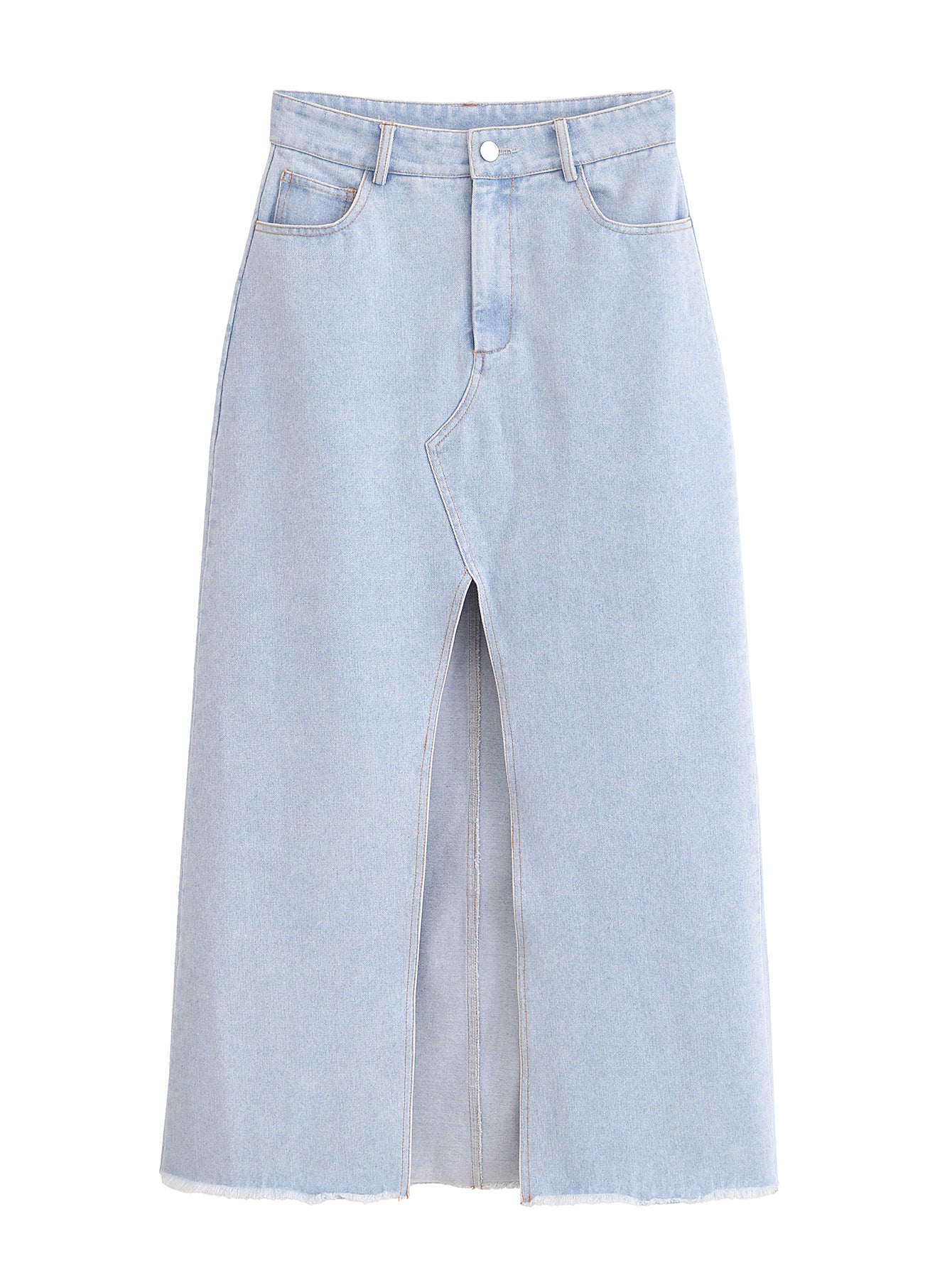 Women's Denim Vest + Front Slit Design Denim Skirt Set