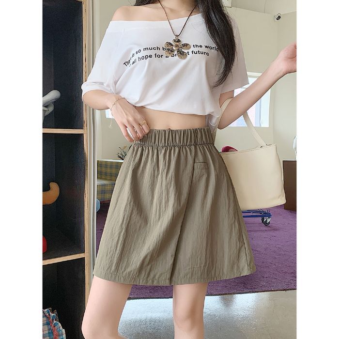 Workwear Casual Short Skirt Women's Summer New Arrival Versatile High Waist Slimming A-Line Five-Point Skirt