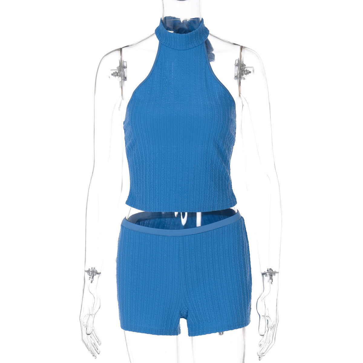Women's Fashion Halter Tie Strap Sleeveless Tube Top Fitted Shorts Set Wholesale