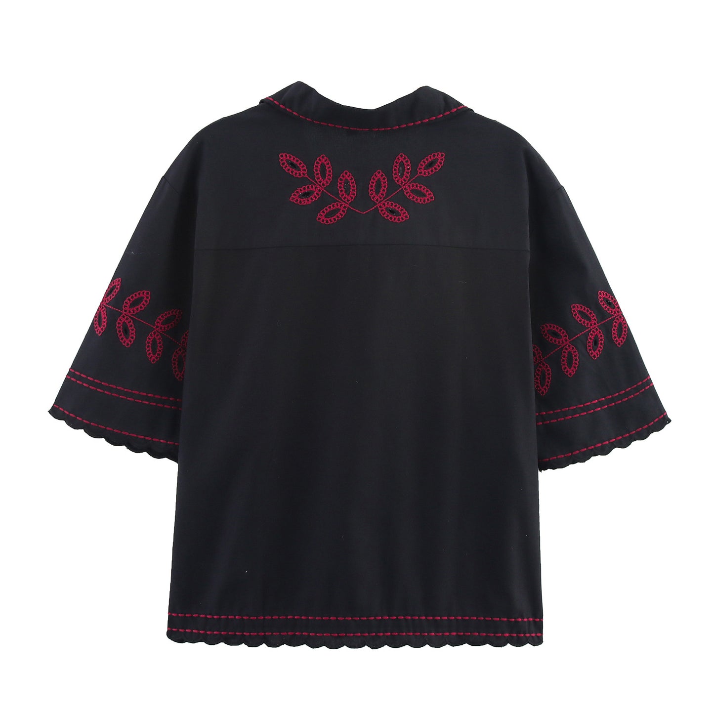 Women's Fashion Casual Embroidered Shirt + Shorts Set