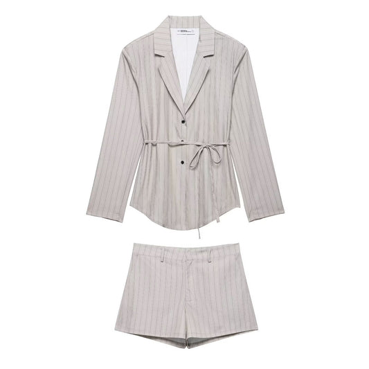 Women's Fine Stripe Blazer + Shorts Set