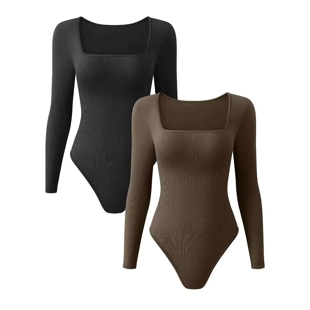 2024 Women's Multicolor Long Sleeve Knit Bodysuit