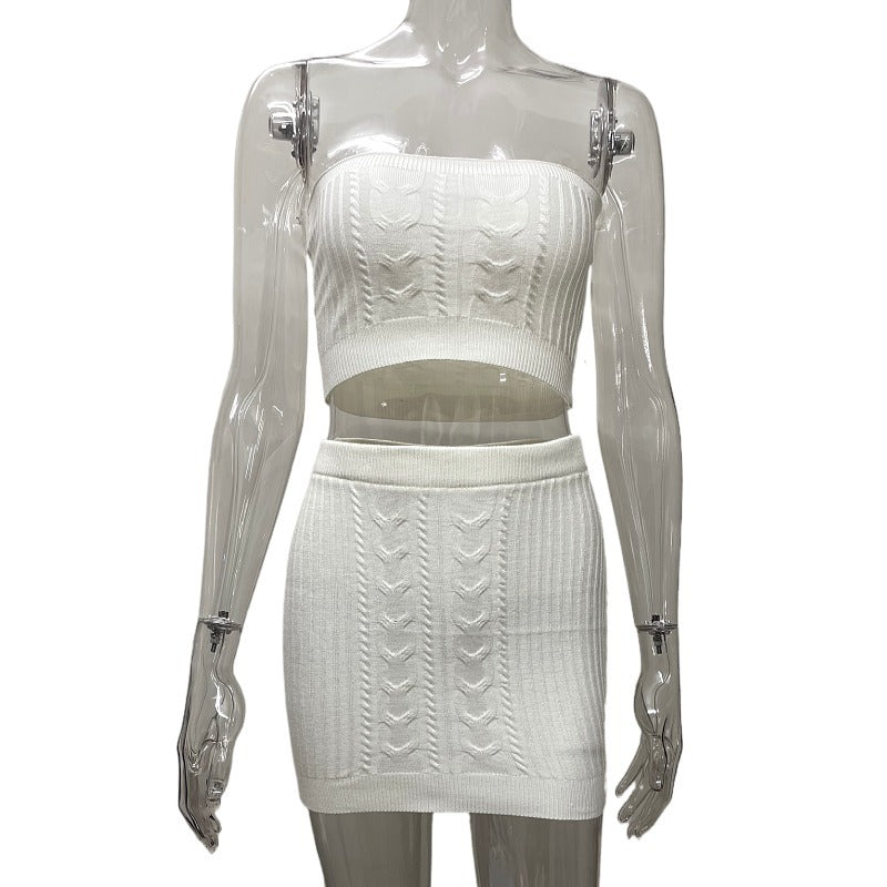 Women's  Sleeveless Crop Spicy Girl Solid Color Pencil Skirt Set