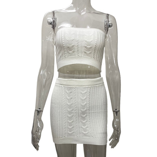 Women's  Sleeveless Crop Spicy Girl Solid Color Pencil Skirt Set