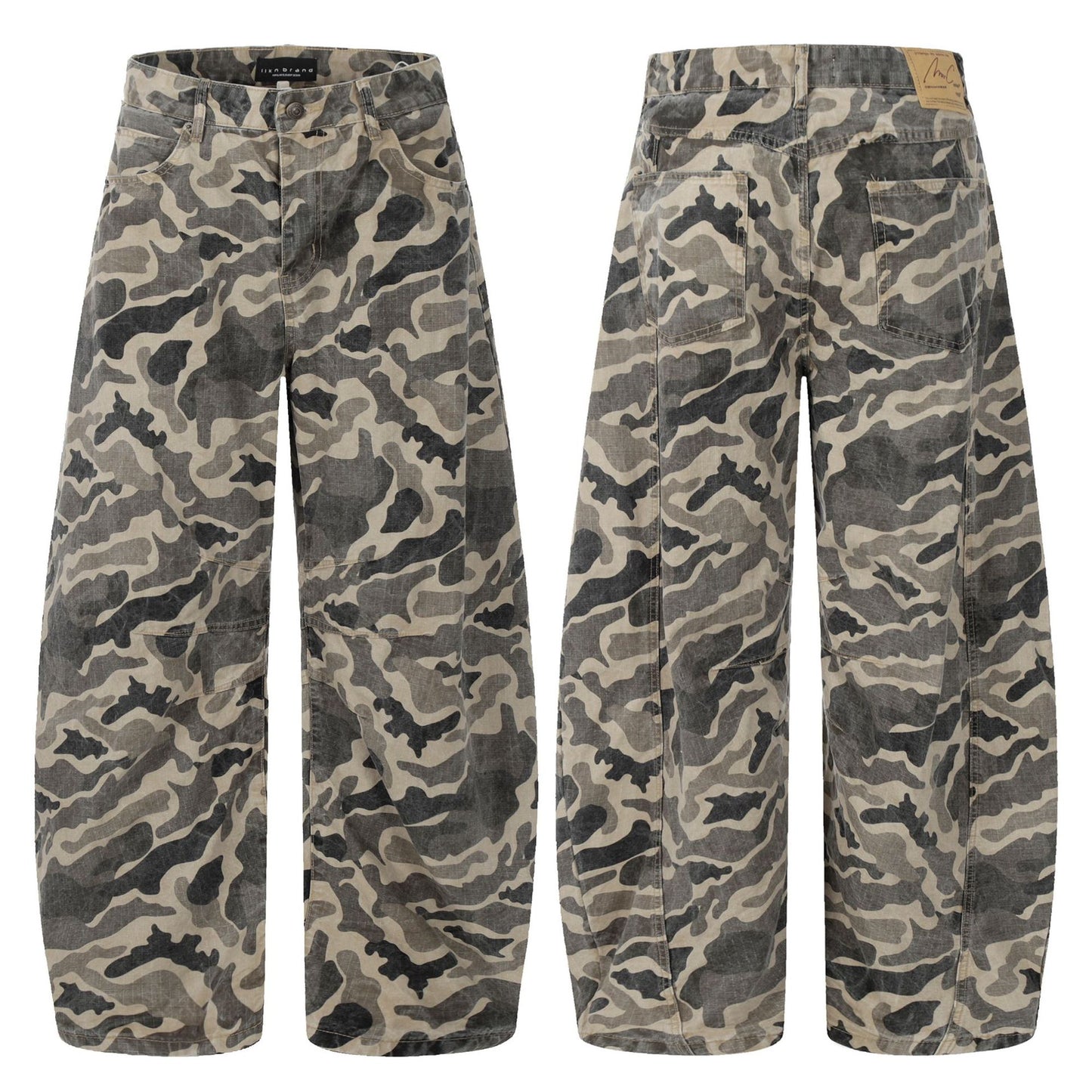 Knife-Cut Denim Work Pants Unisex Loose Wide-Leg Slimming Casual Trousers