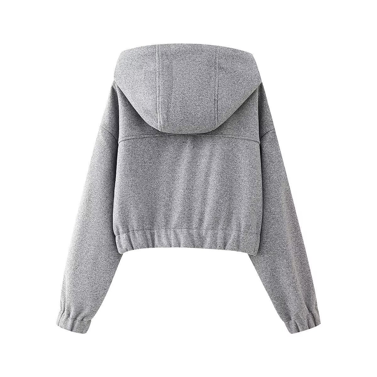 Fashionable Casual Hooded Zip-Up Sweatshirt Jacket + Shorts