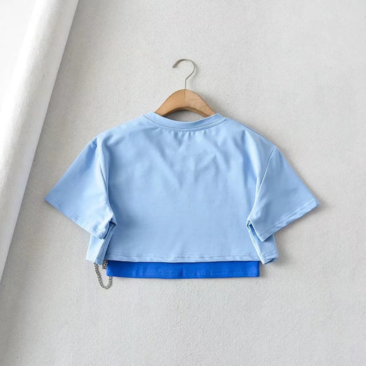 2-piece set of loose letter printed T-shirt