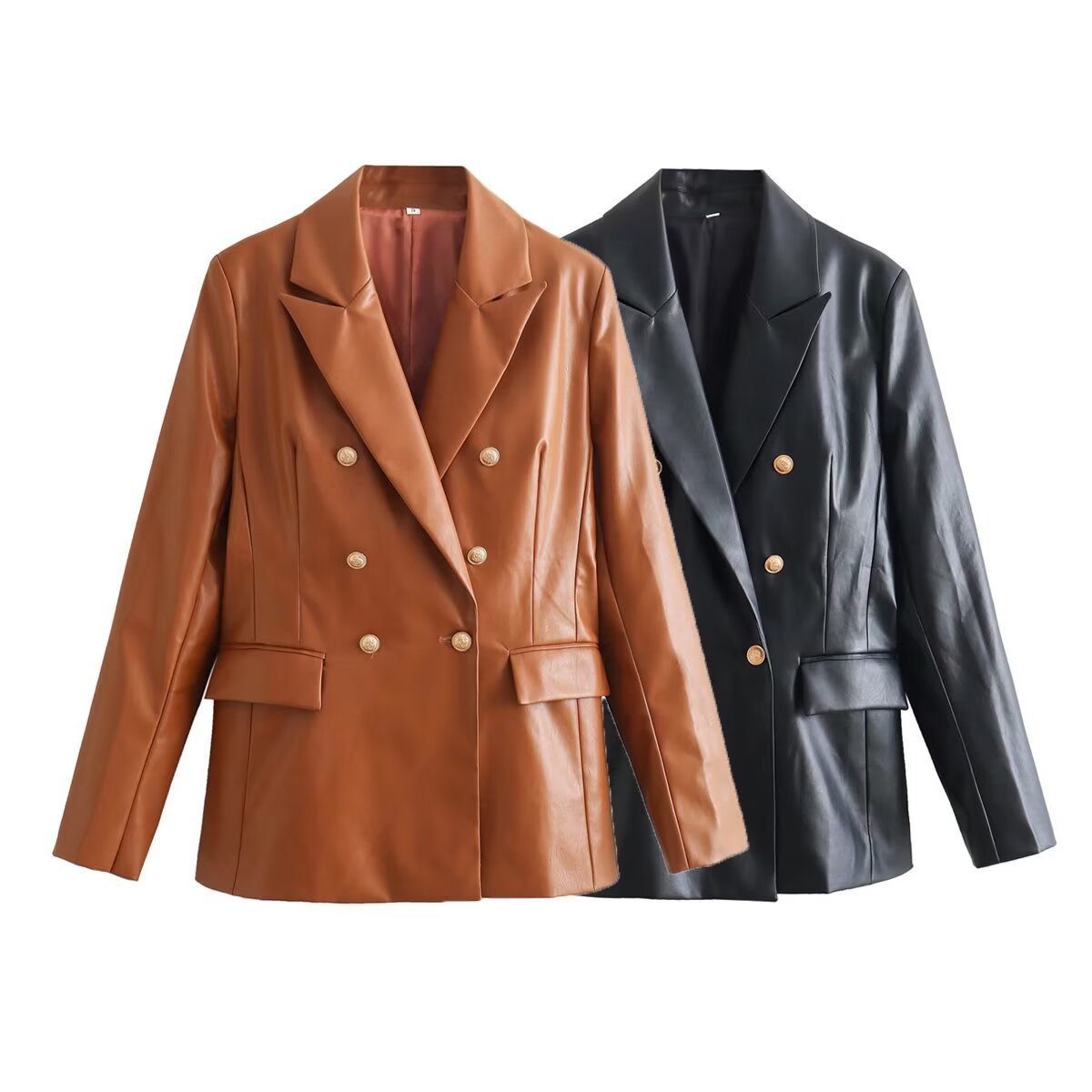 Women's PU Leather Blazer Jacket