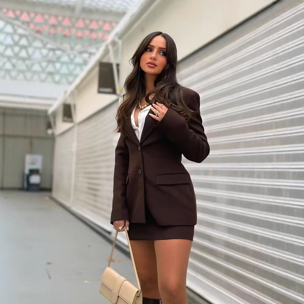 Elegant Waist-Slimming Suit + Skirt + Pants Set for Women