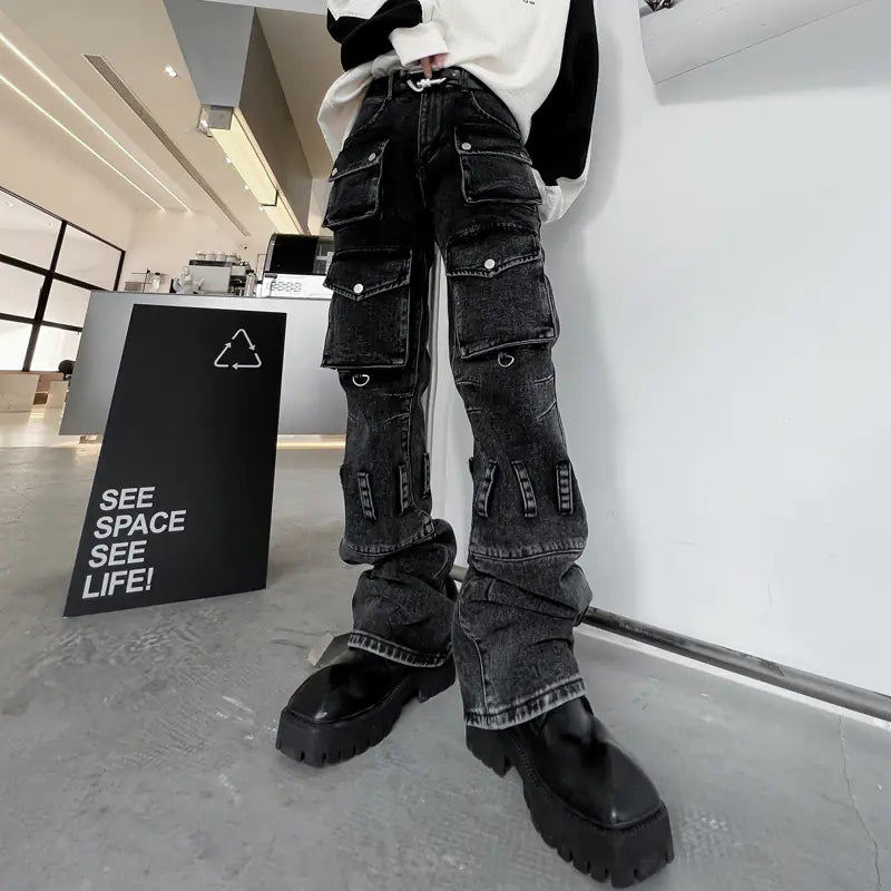 Distressed Multi-Pocket Jeans