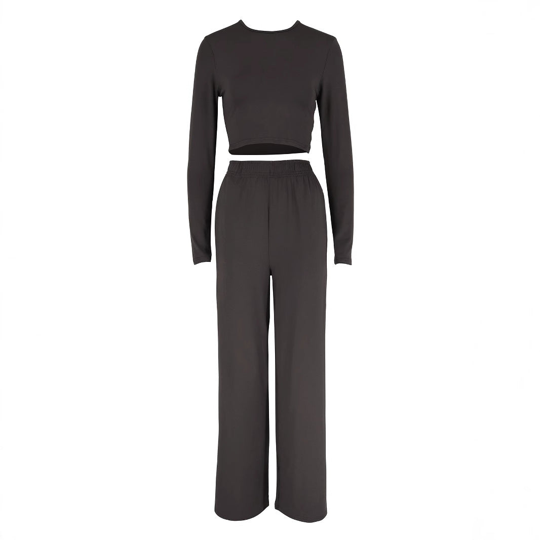Crop Top T-Shirt with Tight Fit and Loose Two-Piece Set for Women