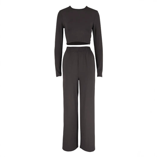 Crop Top T-Shirt with Tight Fit and Loose Two-Piece Set for Women