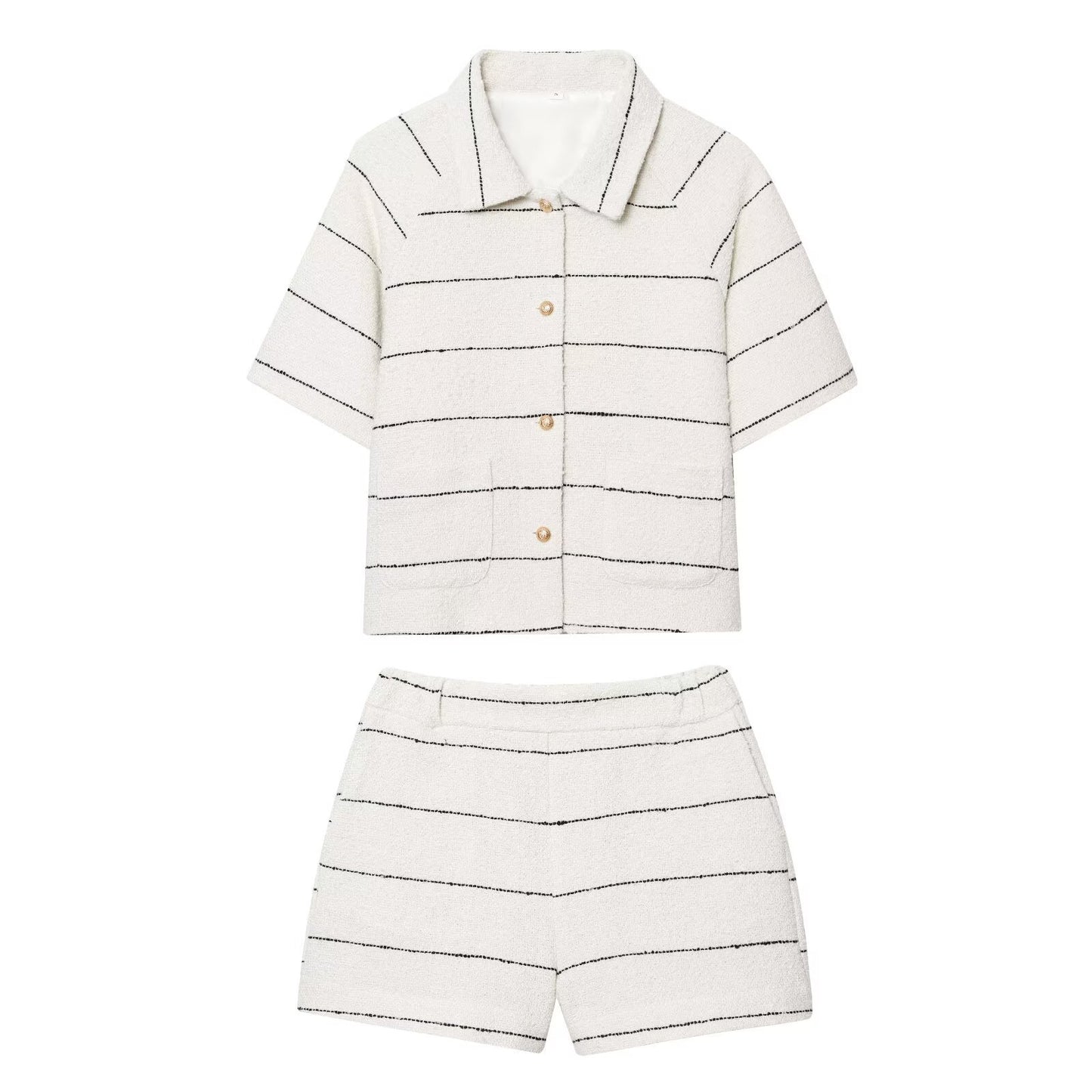 Women's Striped Coarse Spun Suit + Shorts Set