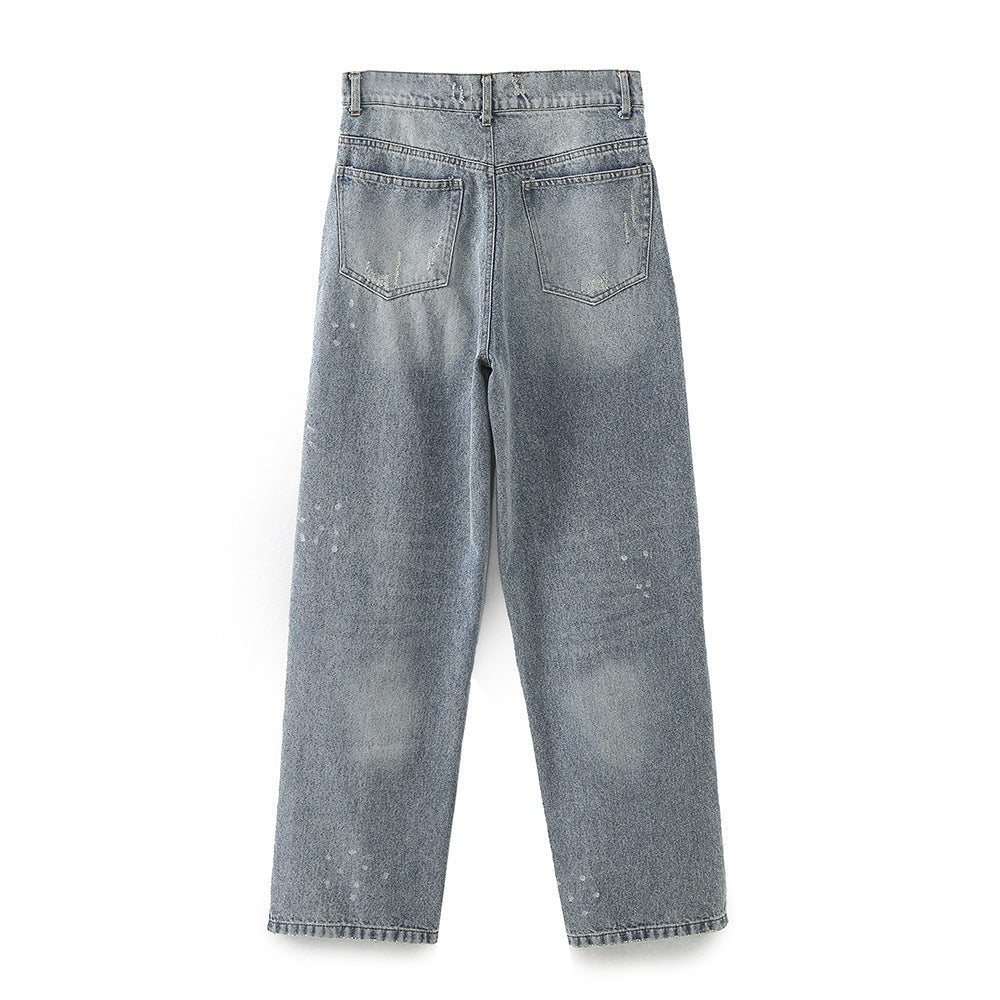 Women's Denim Short Jacket + Girlfriend Style Mid-Waist Denim Pants