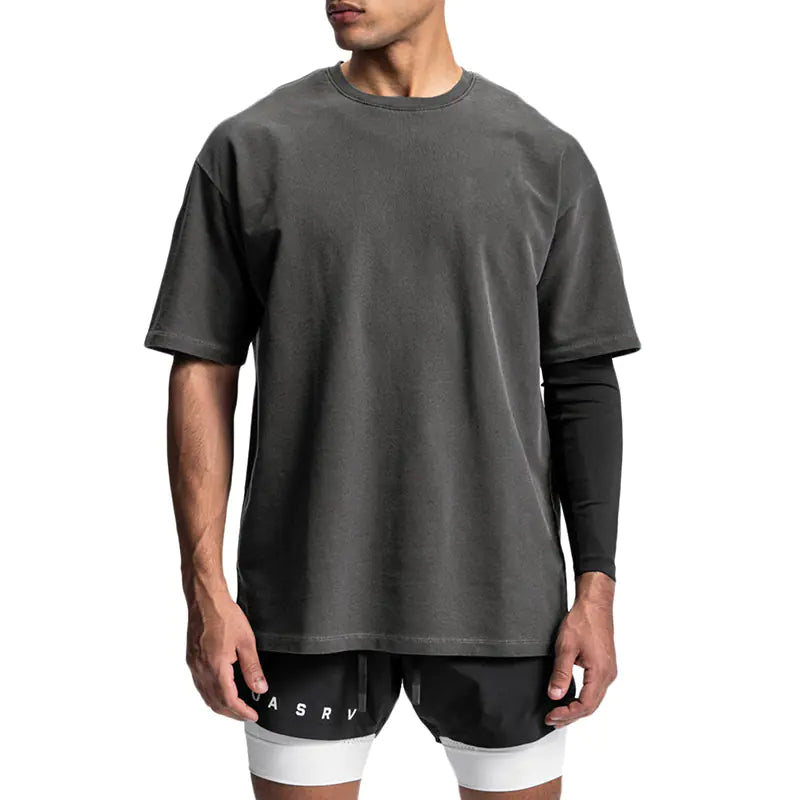 Men's Loose Fit Distressed T-Shirt - Round Neck, Short Sleeve