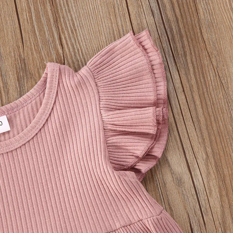 Summer Cotton Dress for Girls with Flutter Sleeves