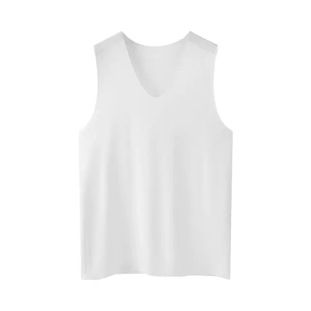 Men's V-Neck Quick-Dry Ice Silk Sleeveless T-Shirt