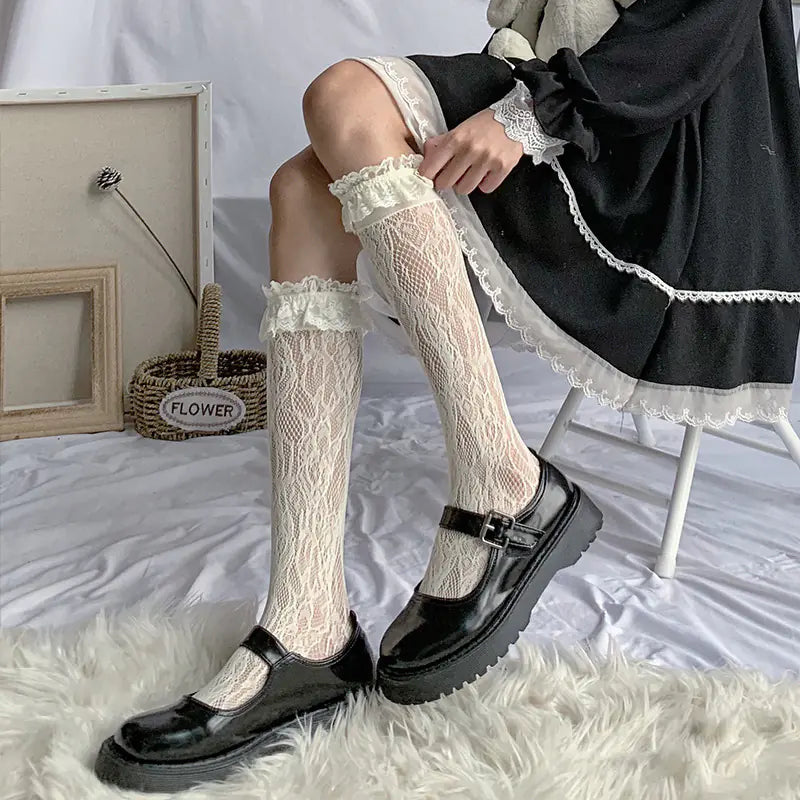 Cute Japanese Over-Knee Socks with Butterfly Design