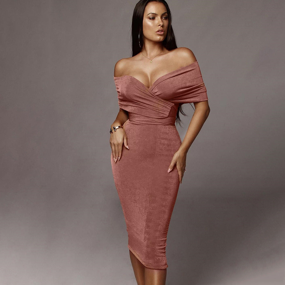 Sexy zip top high waisted half body pleated skirt set