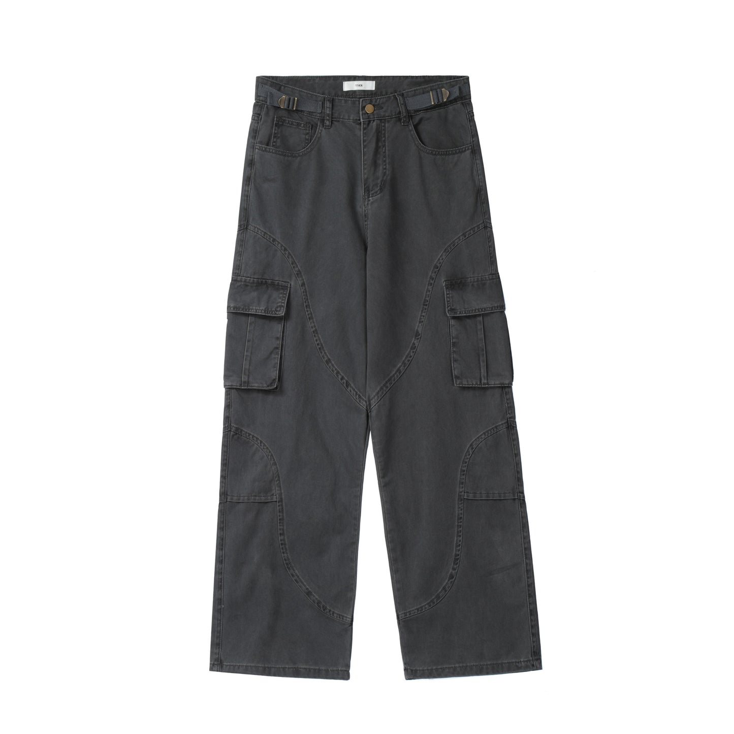 Deconstructed Multi-Pocket Design Slim Straight Loose Wide-Leg Casual Long Pants