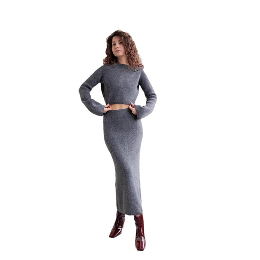 One-Piece Skirt Sweater Set for Women One-Shoulder Knit Top Pencil Skirt INS