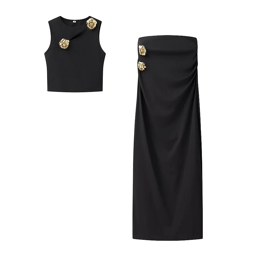 Women's Fashion Knitted Top + High-Waisted Skirt Set Seductive and Alluring