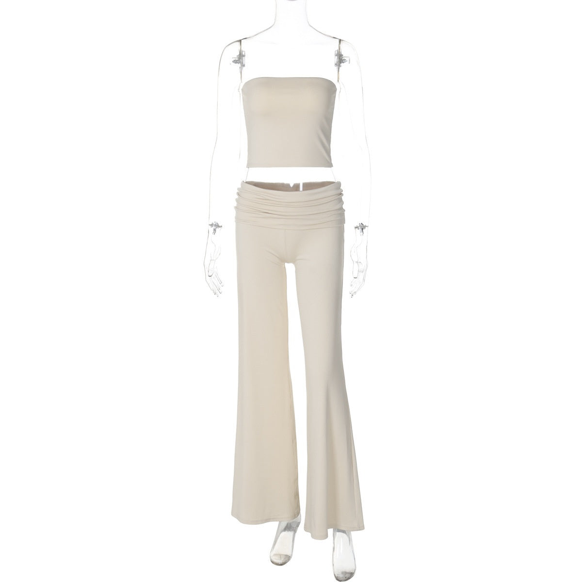 Solid Color Trumpet Neck Tube Top and Long Pants Slimming Set for Women Fashion New Arrival Summer Wear